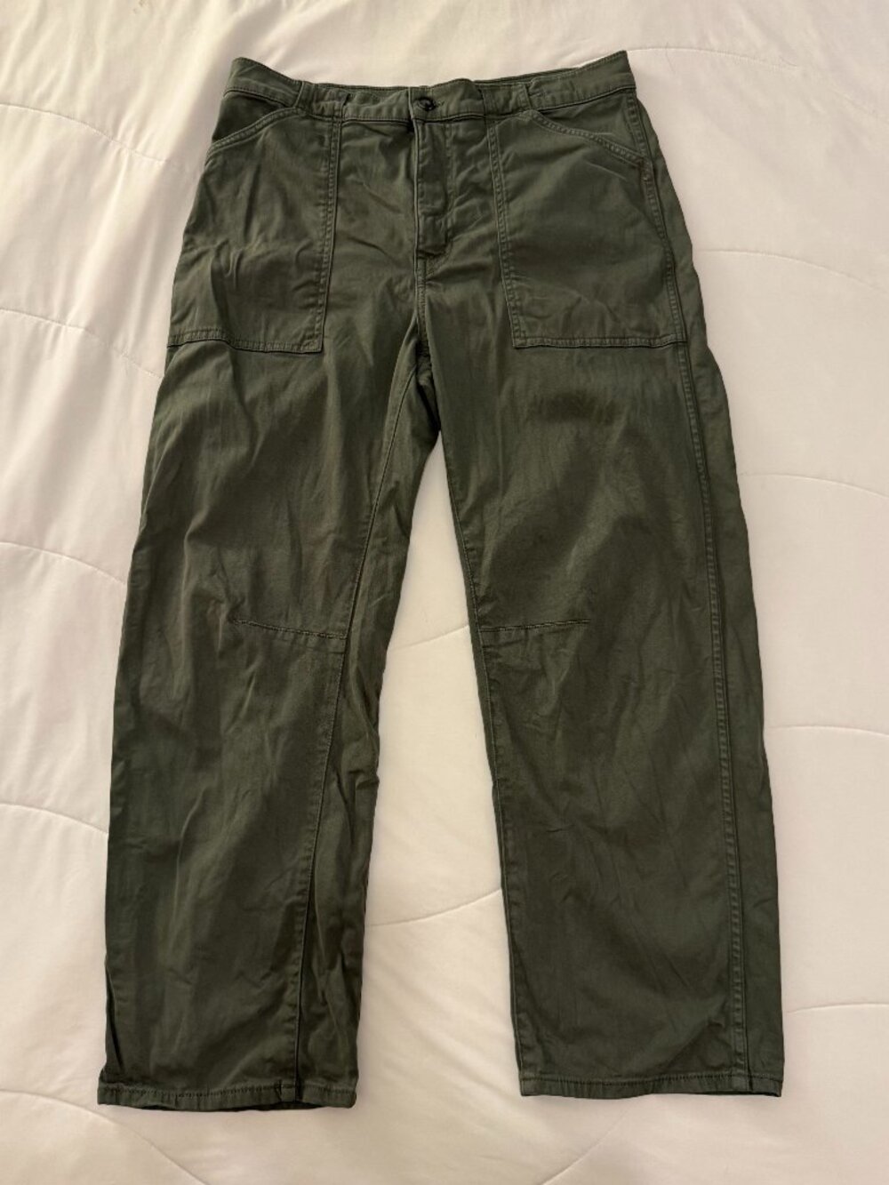 Madewell Green Darted Barrel-Leg Pant